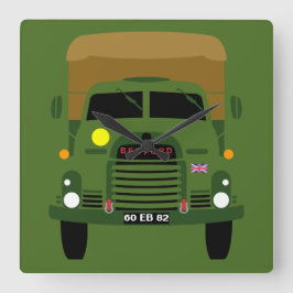 PERSONIFIZIEREN SIE BRITISCHE ARMEE-VETERANEN-LKW QUADRATISCHE WANDUHR