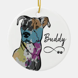 Personifizieren Sie bunten gemalten Pitbull Hund Keramik Ornament