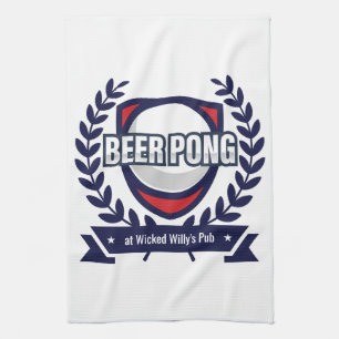 Personifizieren Sie dieses Bier Pong Logo Geschirrtuch