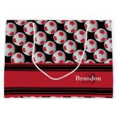 Personifizieren Sie dunkelrote Fußbälle Große Geschenktüte (Vorderseite)