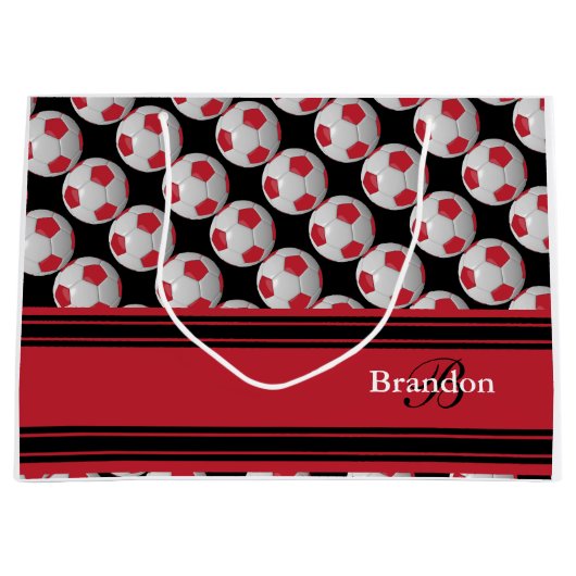 Personifizieren Sie dunkelrote Fußbälle Große Geschenktüte (Vorderseite)