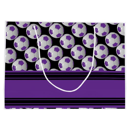 Personifizieren Sie lila Fußball-Bälle Große Geschenktüte (Rückseite)