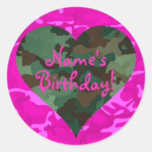Personifizieren Sie - rosa Camouflage Runder Aufkleber