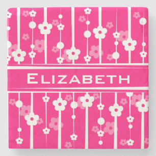 Personifizieren Sie schöne rosa Blumen-Linien Steinuntersetzer