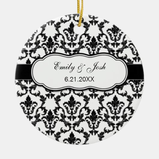 Personifizieren Sie schwarze Damast-Verzierung Keramikornament (Vorne)