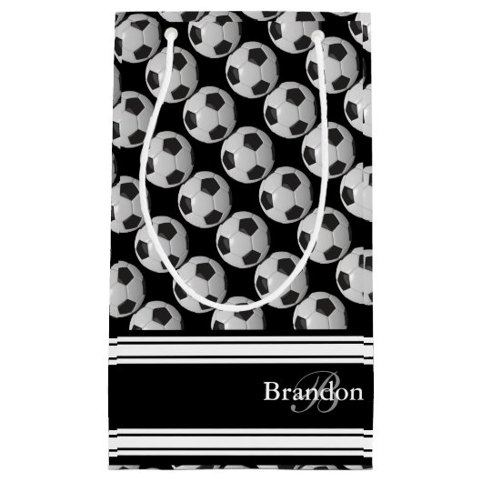 Personifizieren Sie Schwarzweiss-Fußbälle Kleine Geschenktüte (Vorderseite)