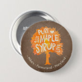 Personifizieren Sie Text auf Ahornsirup-Baum-Knopf Button (Vorne & Hinten)