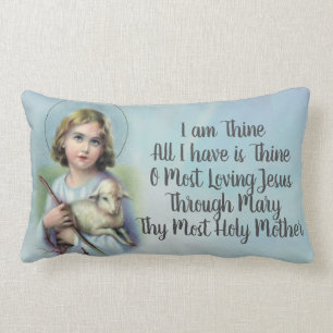 Personifizieren Sie Vintages Kind Jesus mit Lamm Lendenkissen