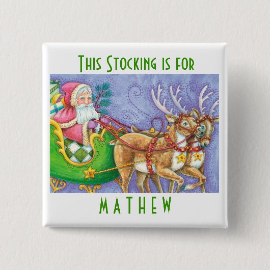 Personifizieren Sie WeihnachtsStrumpf-Knöpfe Button (Vorderseite)