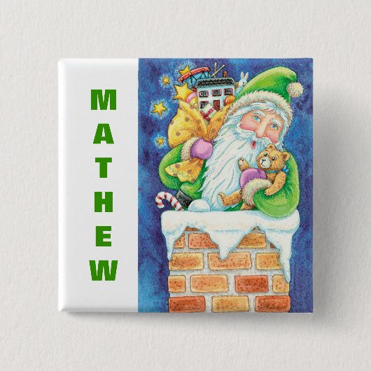 Personifizieren Sie WeihnachtsStrumpf-Knöpfe Button (Vorderseite)