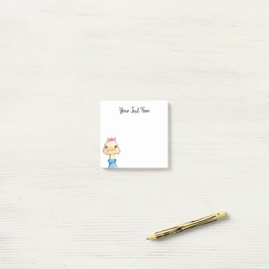 Personifiziertes lustiges Vogel-Zeichnen Post-it Klebezettel (Auf Schreibtisch)