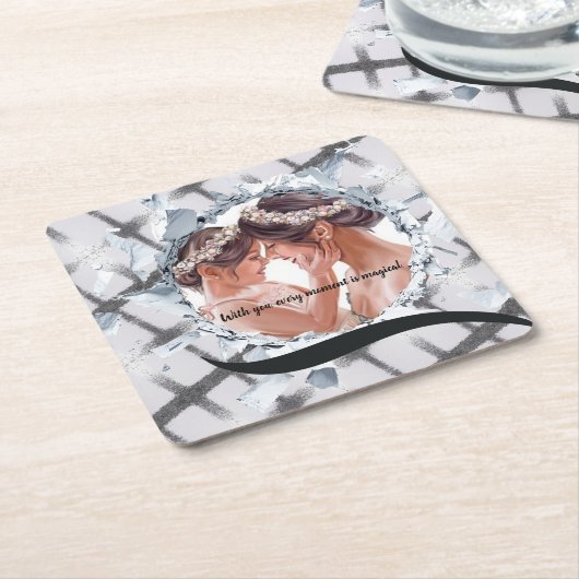 PERSONILIZE TEXT AND PICTURE RECHTECKIGER PAPPUNTERSETZER (angewinkelt)