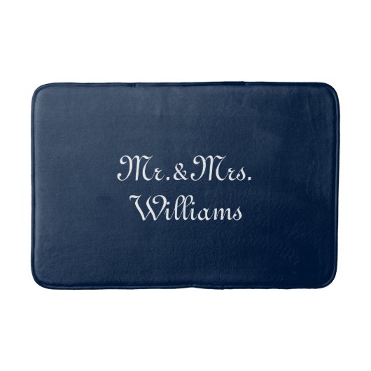 Personize Couple's Nachname, Mr. & Mrs. navy blue Badematte (Vorderseite)