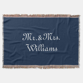 Personize Couple's Nachname, Mr. & Mrs. navy blue Decke