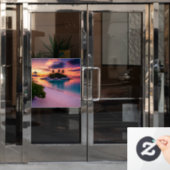 Persönlich auf Ihren eigenen Strand am Sonnenunter Fensteraufkleber (Büro Tür)