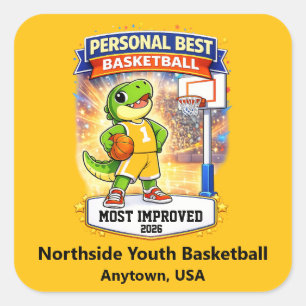 Persönlich beste Jugendbasketball-Auszeichnung für Quadratischer Aufkleber