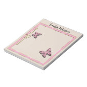 Persönlich, bunt, rosa, Schmetterling Notizblock (Rotiert)