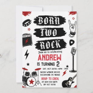 Persönlich Geboren Two Rock Geburtstag Einladung