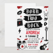 Persönlich Geboren Two Rock Geburtstag Einladung (Vorne/Hinten)