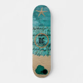 Persönlich gestaltbares Türkis Beach & Muscheln Sk Skateboard (Vorne)