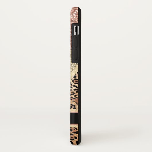 Persönlich gestreifte Rose Gold Glitzer Leopard Case-Mate iPhone Hülle (Hinten/Links)