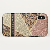 Persönlich gestreifte Rose Gold Glitzer Leopard Case-Mate iPhone Hülle (Rückseite (Horizontal))
