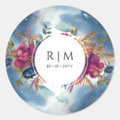 Persönlich, Himmelsfloral Gefallen / Umschlag Aufk Runder Aufkleber (Vorderseite)