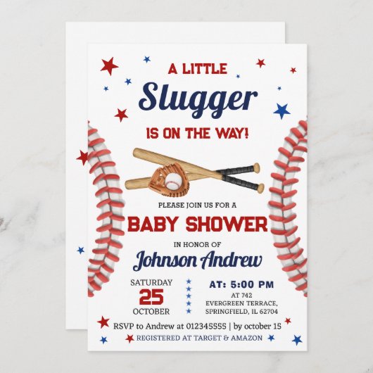 Persönlich ist es eine Baby Sport Baseball Baby Du Einladung (Vorne/Hinten)