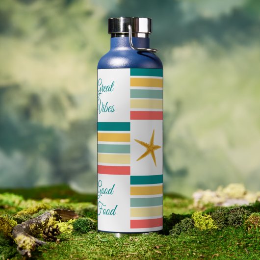 Persönlich "Just Beachy" als schwarz Trinkflasche (Außenbereich)