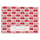 Persönlich mit Akzenten aus rosa Bow verziert Große Geschenktüte (Rückseite)