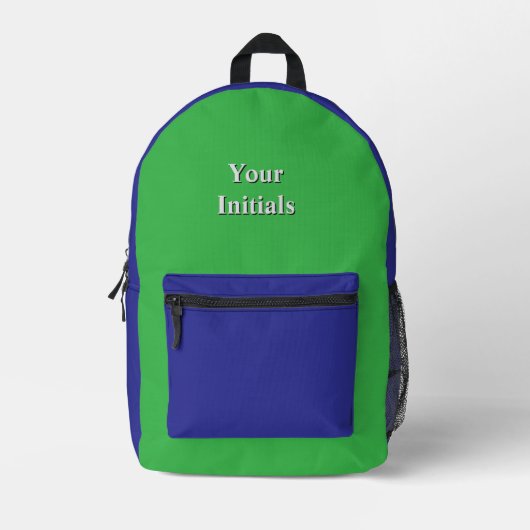 Persönlich mit Ihren Initialen Blau + Grün Bedruckter Rucksack (Vorderseite)