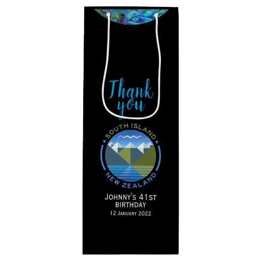 PERSÖNLICH NEUSEELAND SÜDINSEL WEINGIFT BAG GESCHENKTÜTE FÜR WEINFLASCHEN (Vorderseite)