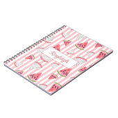 Persönlich, Watermelon, Rosa und Weiße Streifen. Notizblock (Linke Seite)