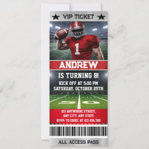 Persönliche American-Football-Spiel-Ticket-Geburts Einladung