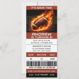 Persönliche American Football Theme Ticket Geburts Einladung