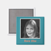 Persönliche Aquamarine Begrüßung von Foto und Text Magnet (Vorderseite/Rückseite)