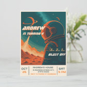 Persönliche Astronautenpartei Outer Space Einladung (Stehend Vorderseite)