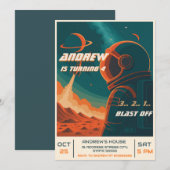 Persönliche Astronautenpartei Outer Space Einladung (Vorne/Hinten)