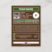 Persönliche Baseball-Karte (Maßgeschneiderte Pitch Visitenkarte (Rückseite)