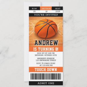 Persönliche Basketball-Geburtstags-Ticket-Sportart Einladung