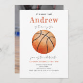 Persönliche Basketball Geburtstagseinladung mit Fo Einladung (Vorne/Hinten)