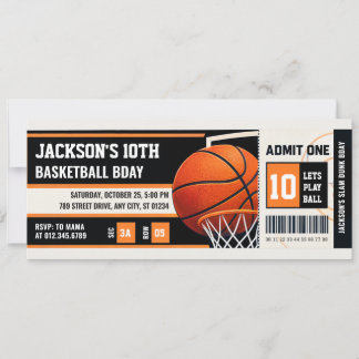 Persönliche Basketball-Ticket-Geburtstagsfeier Einladung