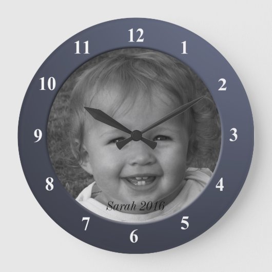 Persönliche benutzerdefinierte Foto- und Textrahme Große Wanduhr (Vorderseite)