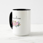 Persönliche Bezeichnung Blush Peonies Floral Bouqu Tasse (Vorderseite Links)