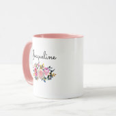 Persönliche Bezeichnung Blush Peonies Floral Bouqu Tasse (Vorderseite Links)