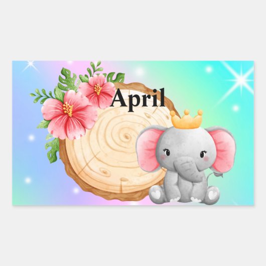 Persönliche Bezeichnung Elephant Rechteckiger Aufkleber (Vorderseite)