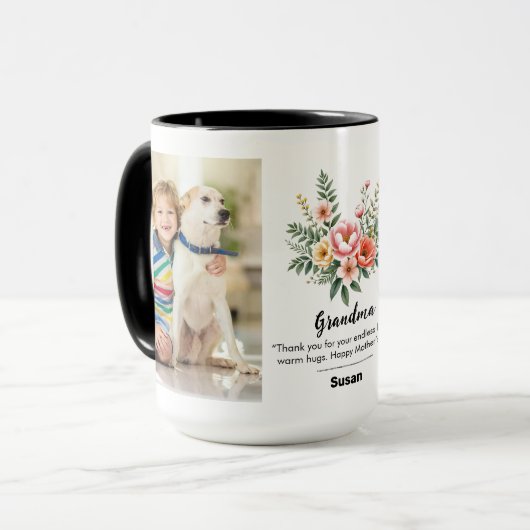 Persönliche Bezeichnung Florals Granma Geschenk Bl Tasse (Vorderseite Links)