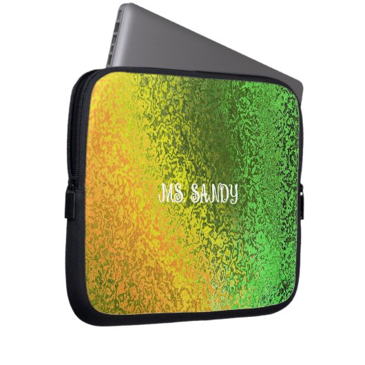 Persönliche Bezeichnung Shiny Shades of Green & Ye Laptopschutzhülle (Vorne Rechts)