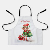 Persönliche Bezeichnung Weihnachtself mit Sack von Schürze (Vorderseite)