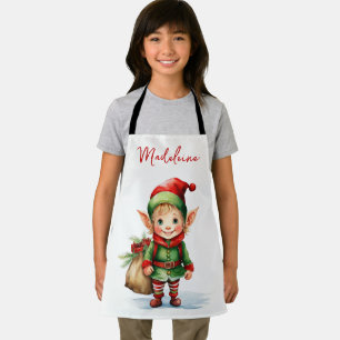 Persönliche Bezeichnung Weihnachtself mit Sack von Schürze